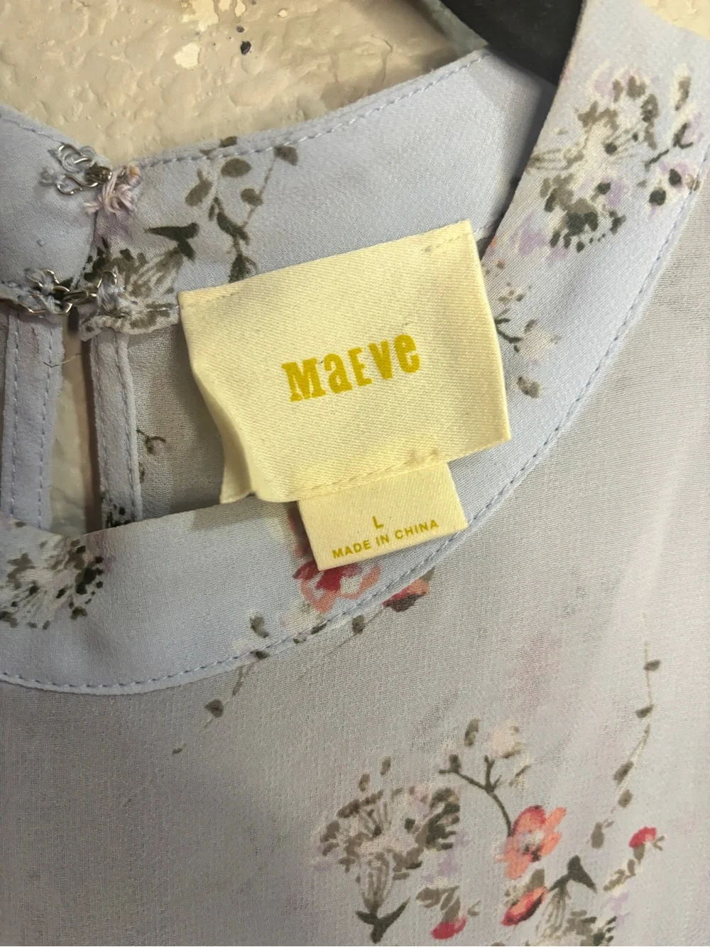 Anthropologie Maeve - Pale Blue Floral Cold-Shoulder Ruffle Blouse